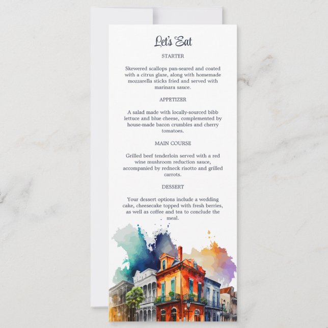 New Orleans NOLA Bourbon Street Menu Cards (Front)