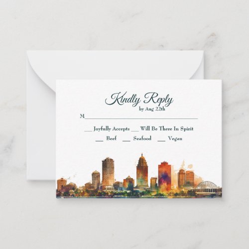 New Orleans Nola Louisiana _ Watercolor RSVP  Note Card