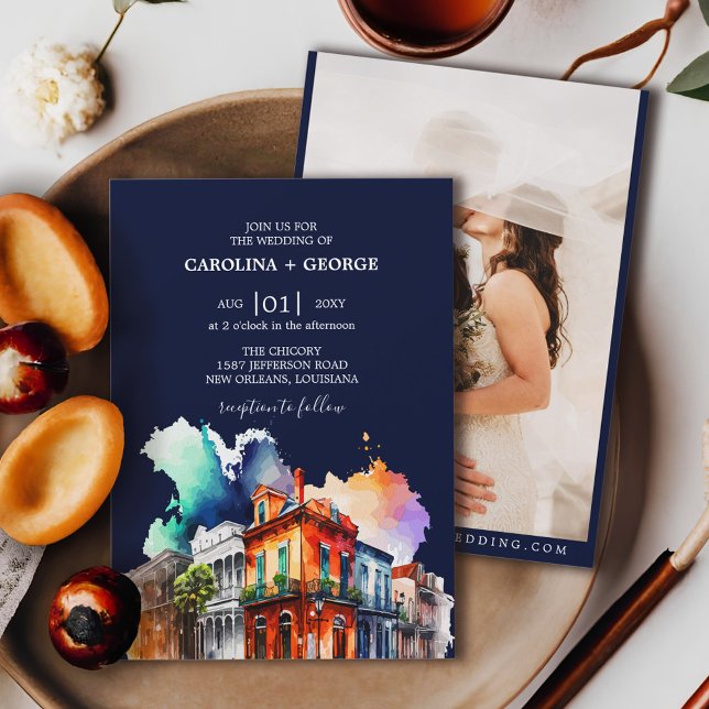 New Orleans Nola Louisiana - Watercolor Wedding  I Invitation (Creator Uploaded)