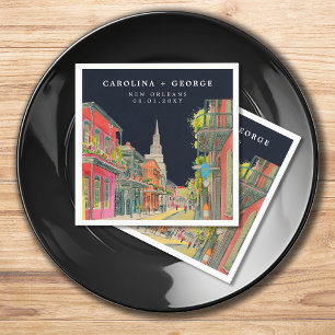 New Orleans Nola Louisiana - Watercolor Wedding Napkins
