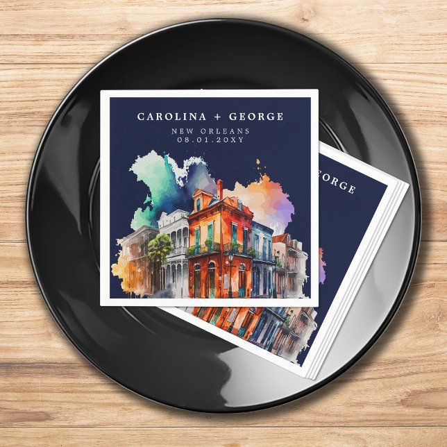 New Orleans Nola Louisiana - Watercolor  Wedding Napkins (Creator Uploaded)
