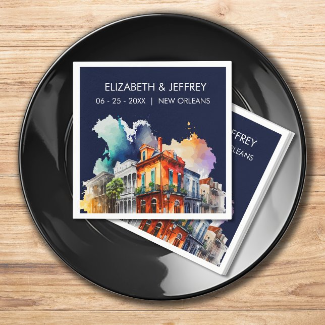 New Orleans Nola Louisiana - Watercolor  Wedding Napkins (Creator Uploaded)