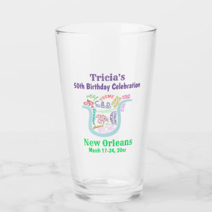 New Orleans Nola Map Travel Party Beer Pint Glass