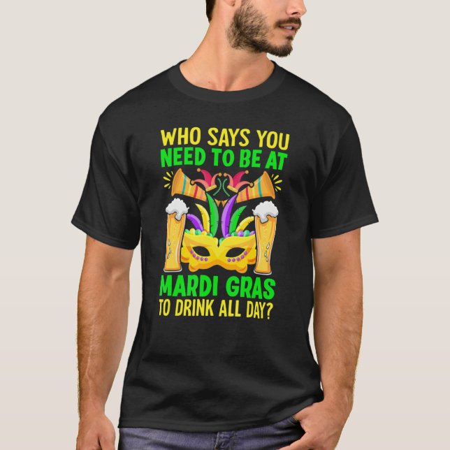 New Orleans Nola Mardi Gras  Beer Fat Tuesdays T-Shirt (Front)