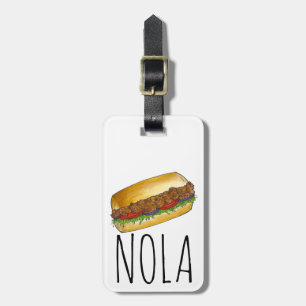 New Orleans NOLA Shrimp Poboy Sandwich Louisiana Luggage Tag