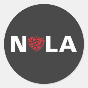 New Orleans Nola Strong Heart  Classic Round Sticker
