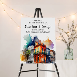 New Orleans Nola - Watercolor Wedding Welcome Foam Board