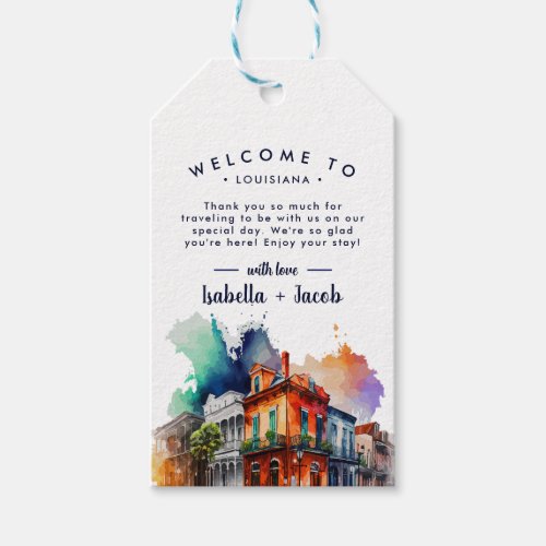 New Orleans Nola Watercolor Wedding Welcome Gift Tags