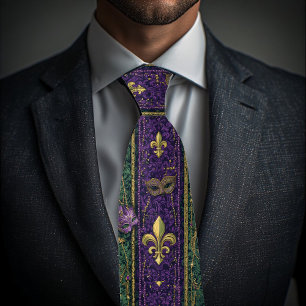 New Orleans Ornate Fleur-de-lis Motif Heritage  Neck Tie