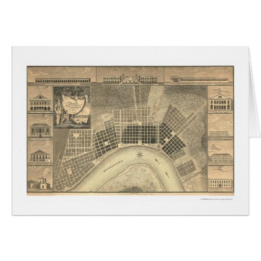 New Orleans Plan Map 1815 Cards (Front Horizontal)