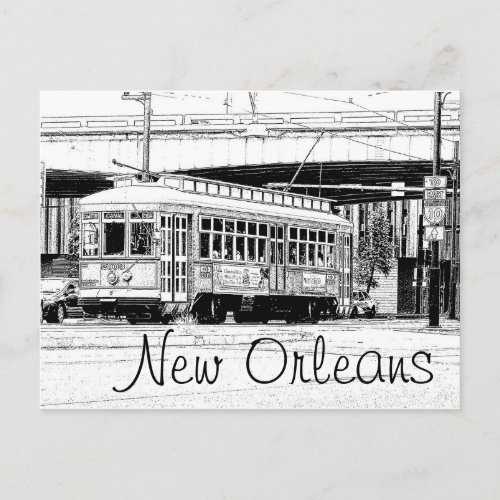 New Orleans Postcard _ Trolley Car