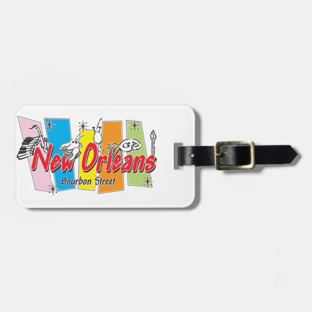 New Orleans Retro Look Luggage Tag (Front Horizontal)