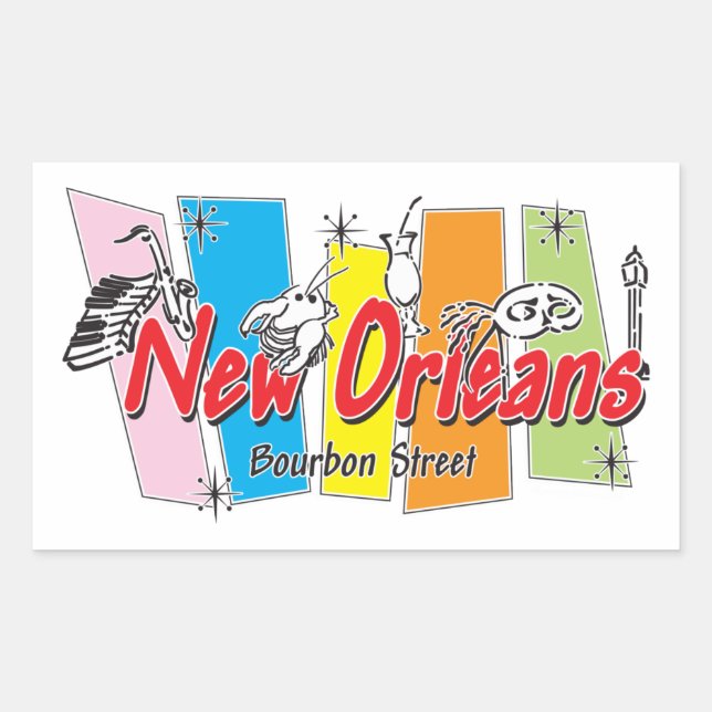 New Orleans Retro Look Rectangular Sticker (Front)