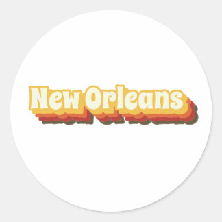 New Orleans Retro Text Classic Round Sticker