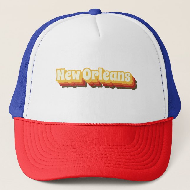 New Orleans Retro Text Trucker Hat (Front)