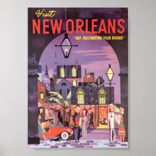New Orleans Retro Vintage Travel Post Poster