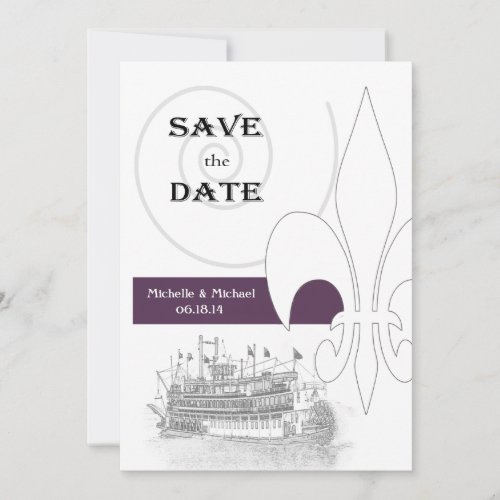 New Orleans Riverboat Fleur de Lis Save the Date