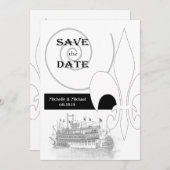 New Orleans Riverboat Fleur de Lis Save the Date Invitation (Front/Back)
