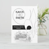 New Orleans Riverboat Fleur de Lis Save the Date Invitation (Standing Front)