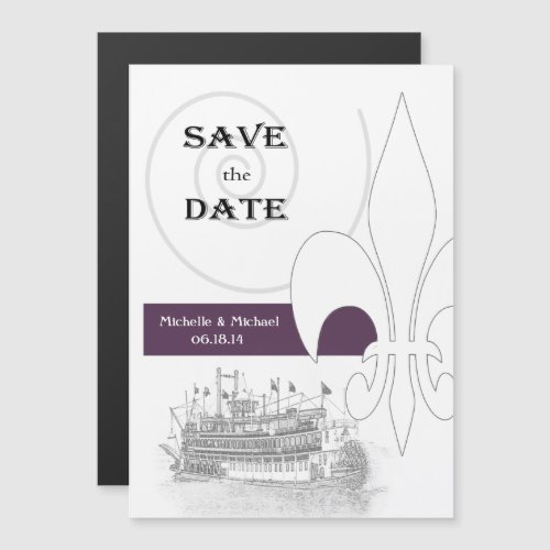 New Orleans Riverboat Save the Date Purple Magnetic Invitation