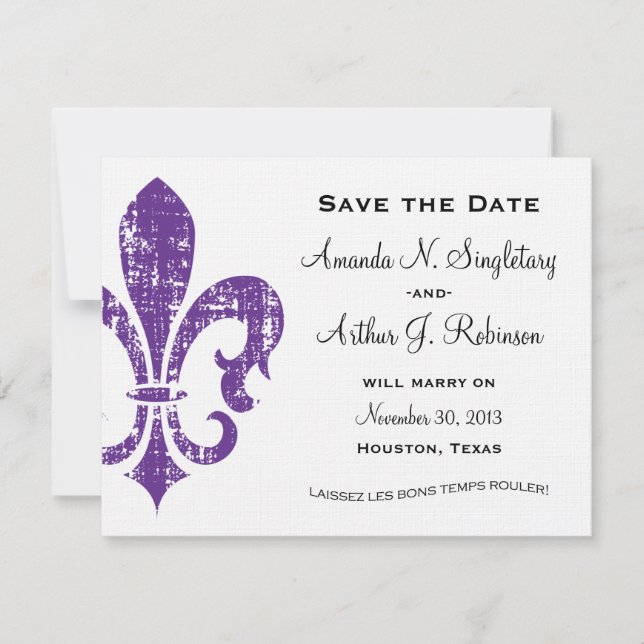 New Orleans | Save the Date | Purple (Front)