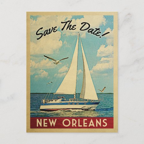 New Orleans Save The Date Sailboat Nautical Announcement Postcard