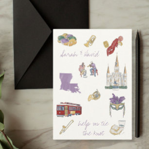 New Orleans save the date with drawings Invitation