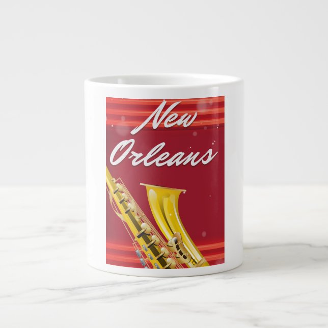 New Orleans Saxophone travel poster Giant Coffee Mug (Front)
