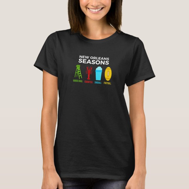 New Orleans Seasons Mardi Gras Snoball Crawfish Fo T-Shirt (Front)