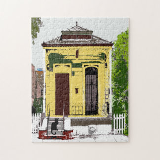 New Orleans Shot Gun House, with cat Jigsaw Puzzle