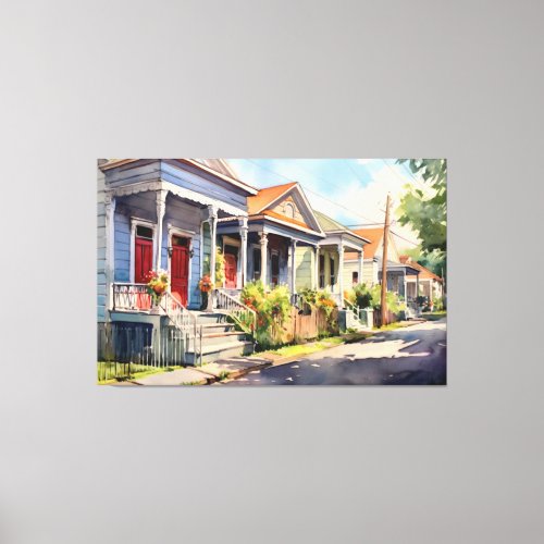 New Orleans Shotgun Homes Canvas Print