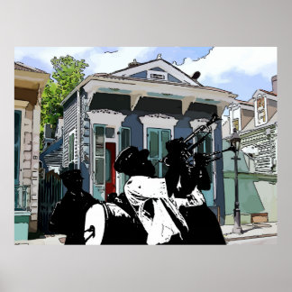 New Orleans Shotgun House and Brass Band Poster