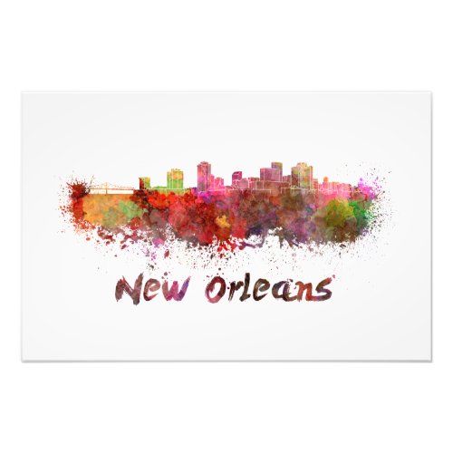 New Orleans skyline in watercolor Photo Print