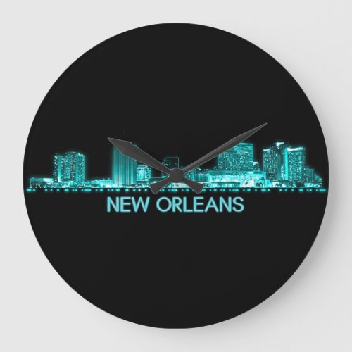 New Orleans Skyline Large Clock