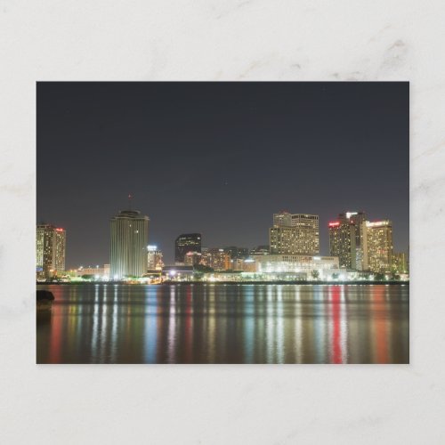 New Orleans Skyline Night Postcard