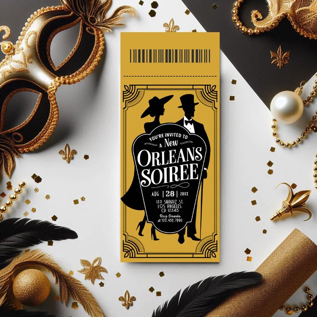 New Orleans Soirée Ticket Style Invitation (New Orleans Soirée Ticket Style Invitation)