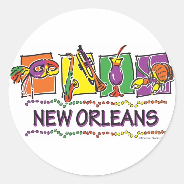 NEW-ORLEANS-SQUARES-eps copy Classic Round Sticker (Front)