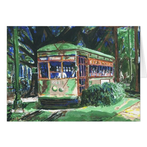 New Orleans St Charles Ave Streetcar Blank Card