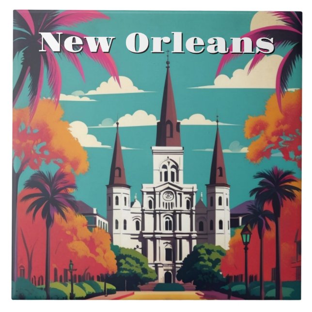 New Orleans St Louis Cathedral Ceramic Tile (Front)