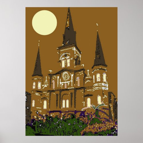 New Orleans St Louis Cathedral in Brown Poster