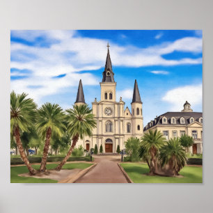 New Orleans St. Louis Cathedral Watercolor Poster
