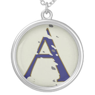 New Orleans Street Blue Letter Tile "A" Silver Plated Necklace