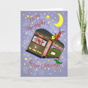 New Orleans Street Car and Crawfish Christmas Holiday Card