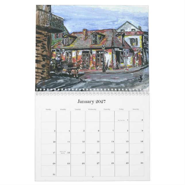 New Orleans Street Car Calendar (Jan 2027)