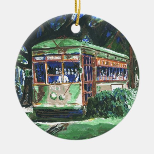 New Orleans Street Car Ceramic Ornament