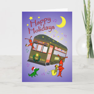 New Orleans Street Car Merry Christmas Holiday Card