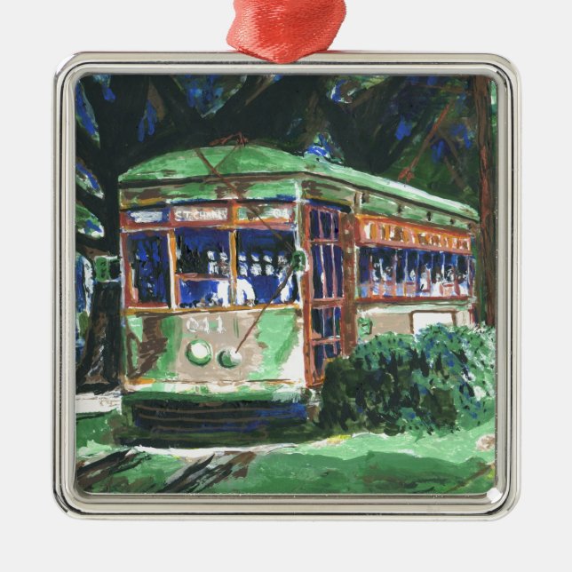 New Orleans Street Car Metal Ornament (Front)