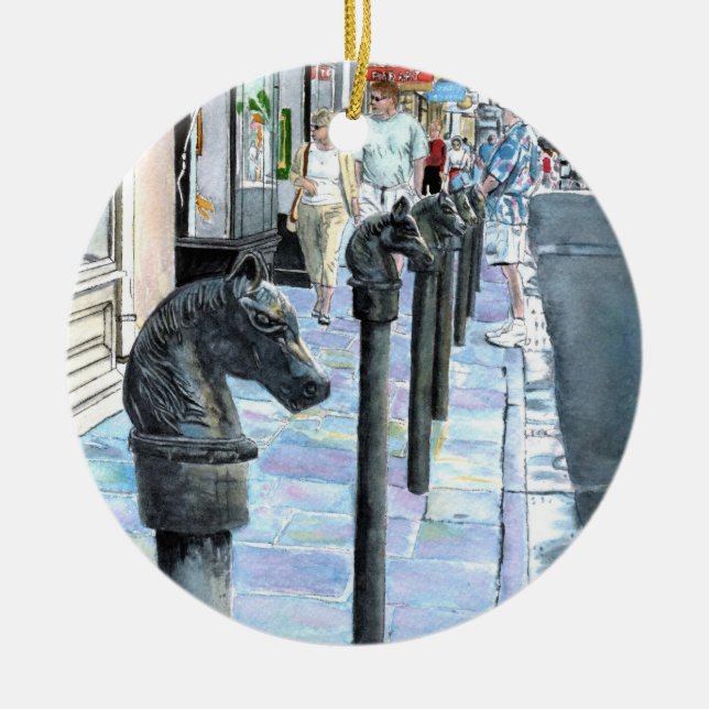 New Orleans Street Ceramic Ornament (Front)