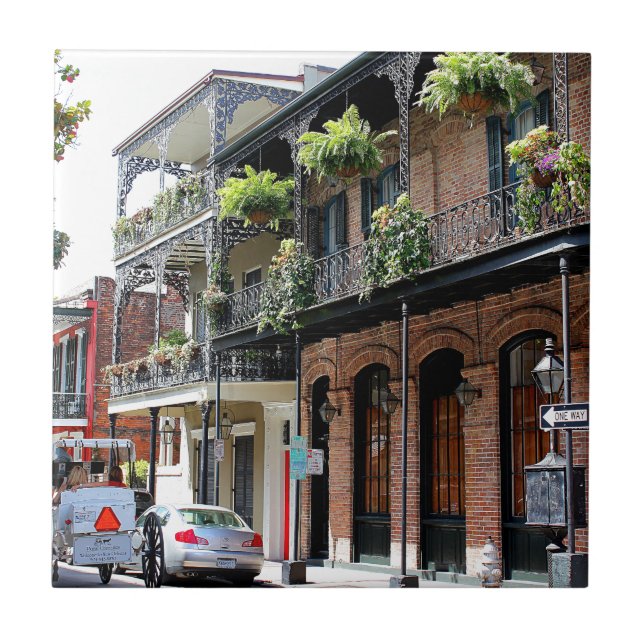 New Orleans Street Scene Ceramic Tile (Front)