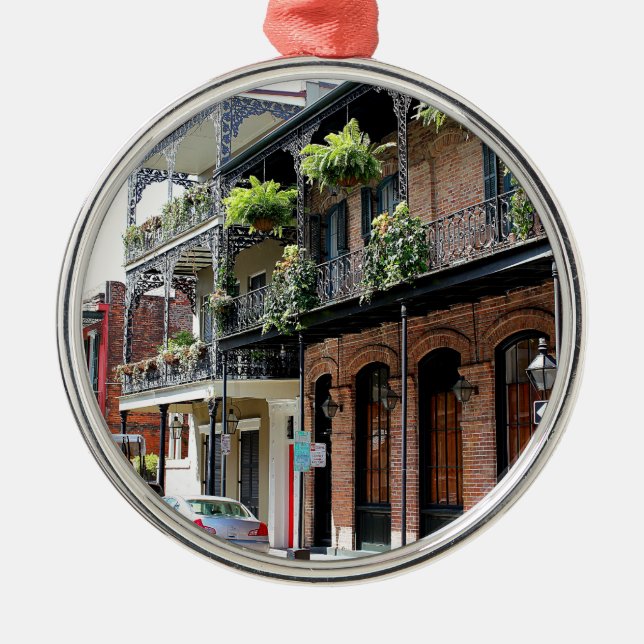 New Orleans Street Scene Metal Ornament (Front)